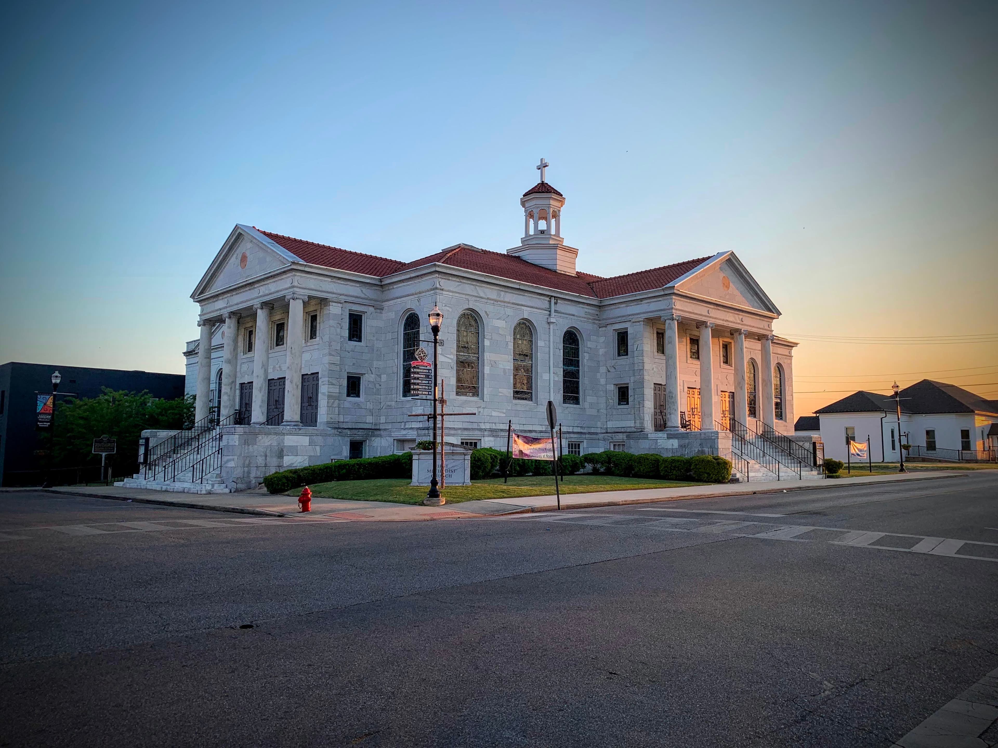 Jasper First Methodist Church under God's light