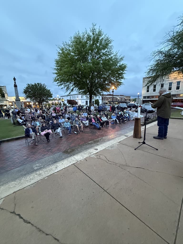 Neighbors gathered for Sunrise on the Square